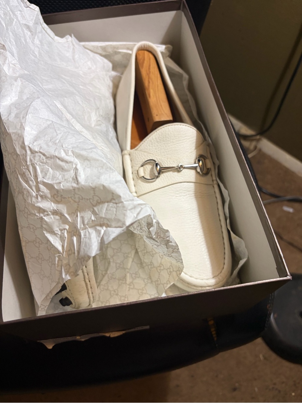 Gucci Cream Leather Horsebit Loafers - Picture 4 of 5